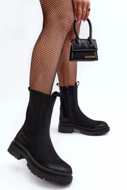 Best Evento Damskie Botki Sztyblety Na Suwak Czarne Samil