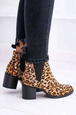 Sale Damskie Botki Sztyblety W Panterkę Na Słupku Nity Savage Damskie Botki Na Słupku|Botki Zimowe Damskie