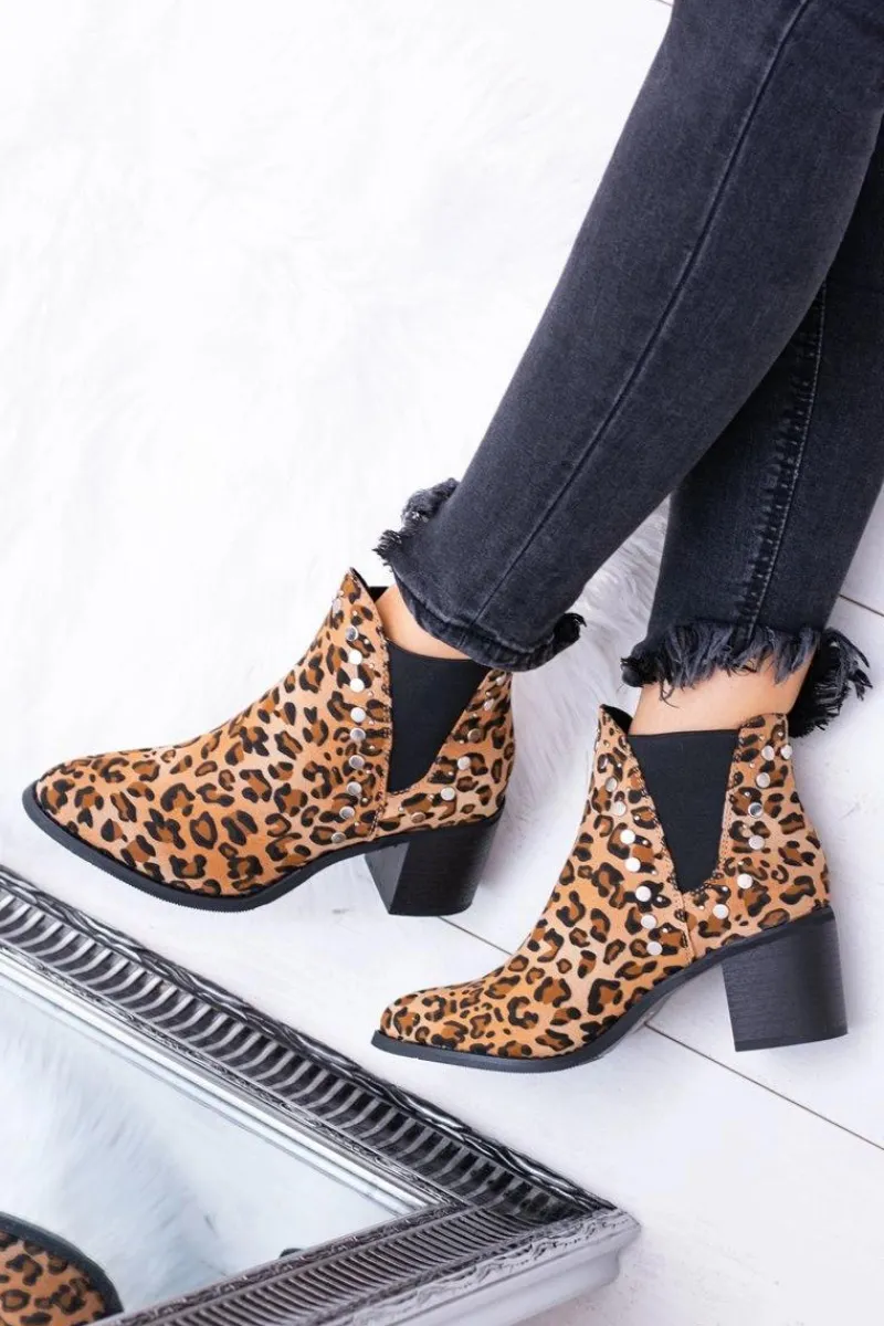 Sale Damskie Botki Sztyblety W Panterkę Na Słupku Nity Savage Damskie Botki Na Słupku|Botki Zimowe Damskie