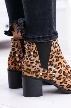 Sale Damskie Botki Sztyblety W Panterkę Na Słupku Nity Savage Damskie Botki Na Słupku|Botki Zimowe Damskie