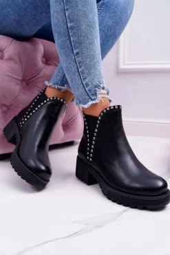 Hot Boto Damskie Botki Sztyblety Z Cyrkoniami Czarne Sissy