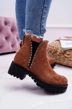 Botki Zimowe Damskie|Brązowe I Beżowe Botki><noscript><img width=