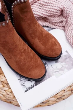 Botki Zimowe Damskie|Brązowe I Beżowe Botki><noscript><img width=