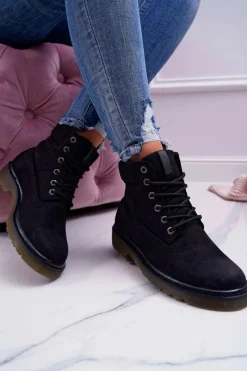 Hot Big Star Shoes Damskie Botki Trapery Big Star Czarne EE274014