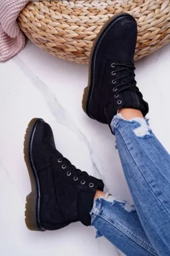 Hot Big Star Shoes Damskie Botki Trapery Big Star Czarne EE274014