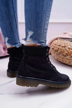 Hot Big Star Shoes Damskie Botki Trapery Big Star Czarne EE274014