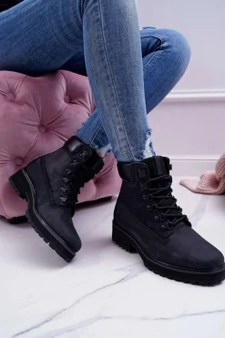 New Big Star Shoes Damskie Botki Trapery Big Star Czarne EE274033