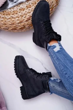 New Big Star Shoes Damskie Botki Trapery Big Star Czarne EE274033