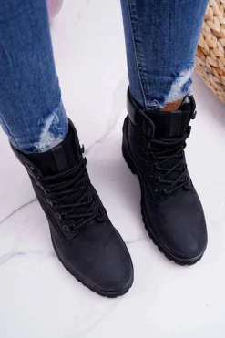 New Big Star Shoes Damskie Botki Trapery Big Star Czarne EE274033