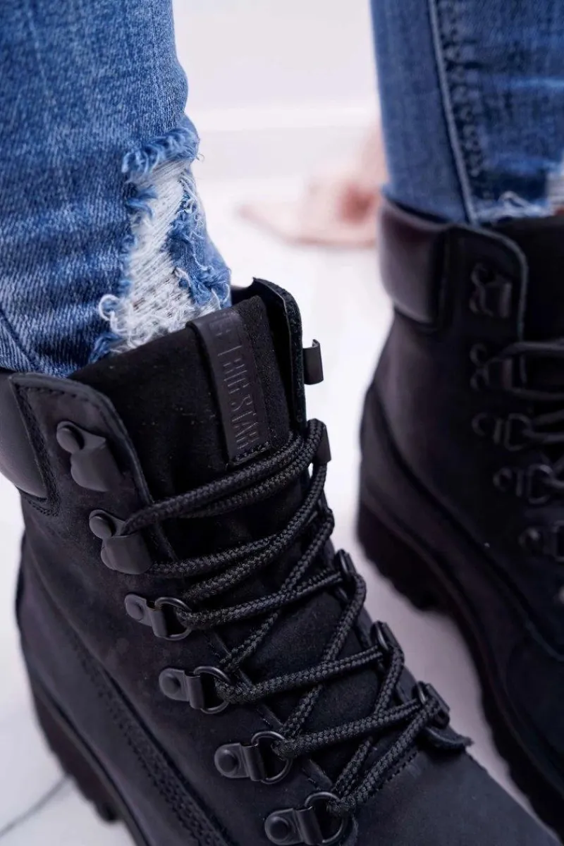 New Big Star Shoes Damskie Botki Trapery Big Star Czarne EE274033