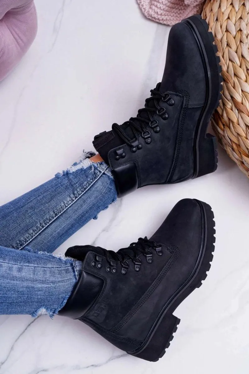 New Big Star Shoes Damskie Botki Trapery Big Star Czarne EE274033