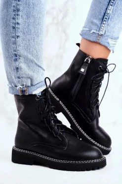 Damskie Trapery|Botki Sznurowane>Big Star Shoes Damskie Botki Trapery Big Star Czarne GG274596