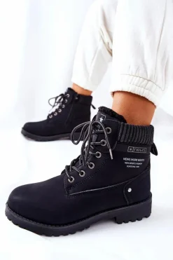 Hot Evento Damskie Botki Trapery Czarne Grunders Czarny