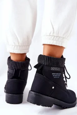 Hot Evento Damskie Botki Trapery Czarne Grunders Czarny