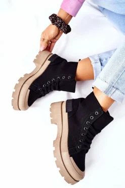 Discount Boto Damskie Botki Trapery Czarne Any One