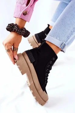 Discount Boto Damskie Botki Trapery Czarne Any One