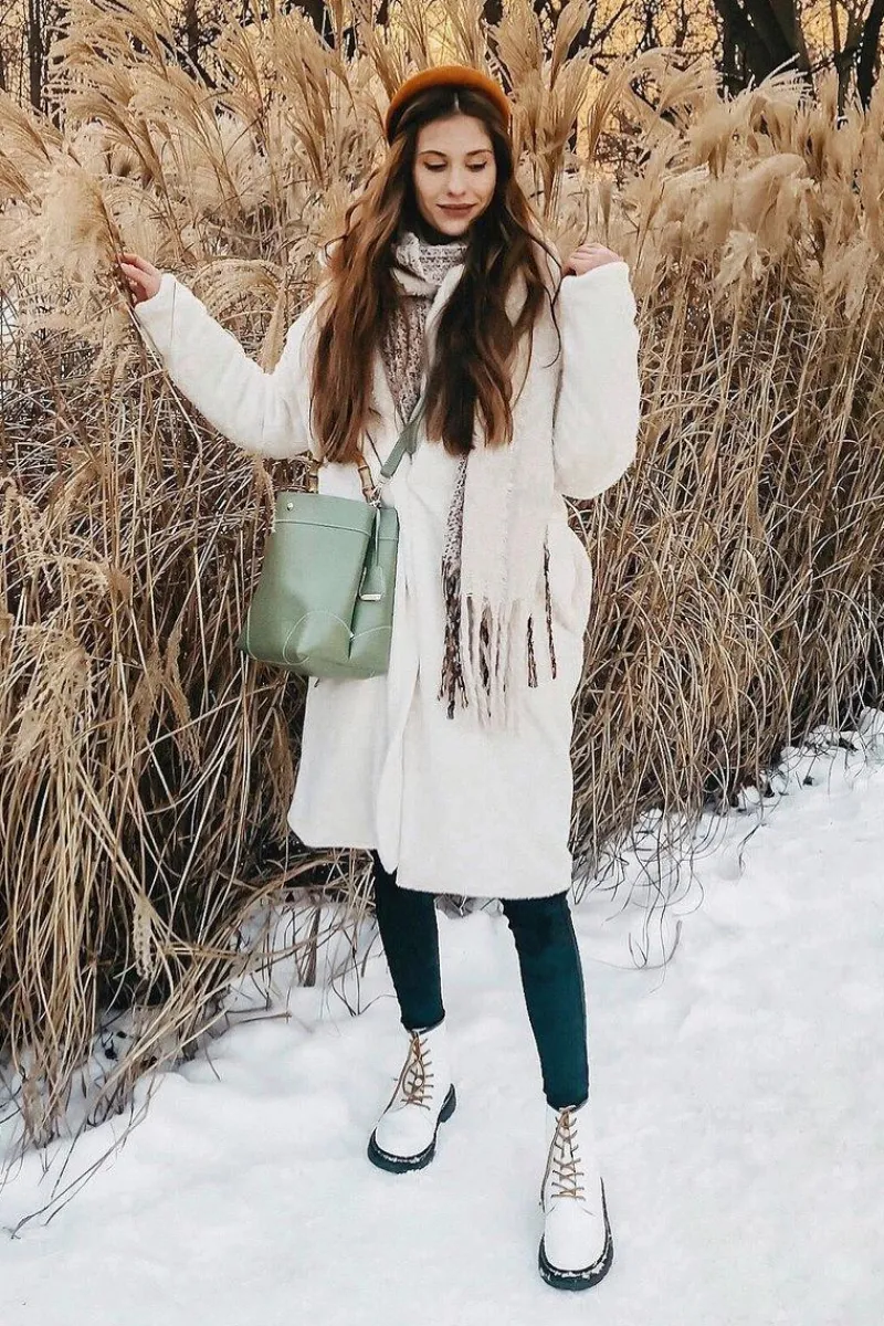 Damskie Trapery|Botki Sznurowane>GOE Damskie Botki Trapery Glany Skórzane Białe GG2N3057A