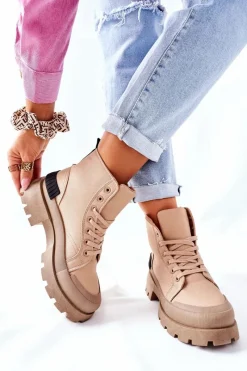 Outlet Boto Damskie Botki Trapery Khaki Any One