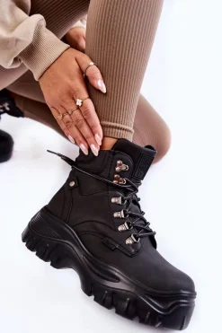 Discount Big Star Shoes Damskie Botki Trapery Memory Foam Big Star KK274368 Czarne