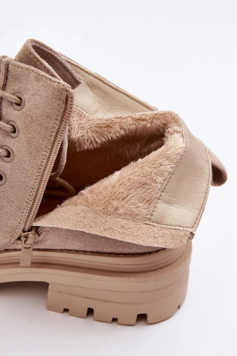 Hot Boto Damskie Botki Trapery Na Suwak Beżowe Apolosi Beżowy