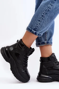 Hot Lee Cooper Damskie Botki Trapery Na Grubej Podeszwie LCJ-23-44-1973L Czarne