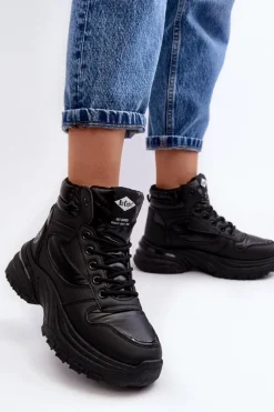 Hot Lee Cooper Damskie Botki Trapery Na Grubej Podeszwie LCJ-23-44-1973L Czarne