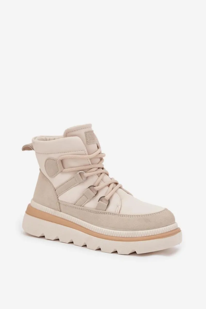 Clearance Damskie Botki Trapery Na Platformie Jasnobeżowe Liorae Damskie Botki Ocieplane|Damskie Trapery