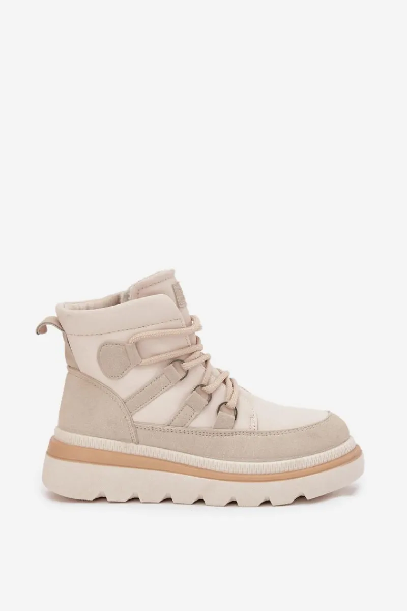 Clearance Damskie Botki Trapery Na Platformie Jasnobeżowe Liorae Damskie Botki Ocieplane|Damskie Trapery