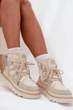 Clearance Damskie Botki Trapery Na Platformie Jasnobeżowe Liorae Damskie Botki Ocieplane|Damskie Trapery