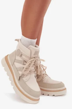 Clearance Damskie Botki Trapery Na Platformie Jasnobeżowe Liorae Damskie Botki Ocieplane|Damskie Trapery
