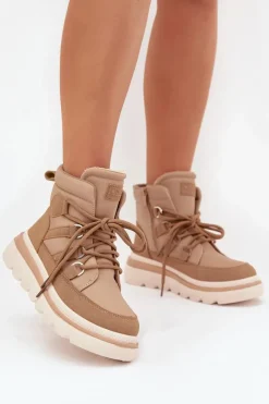 Hot Boto Damskie Botki Trapery Na Platformie Camel Liorae Brązowy