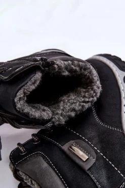 Clearance Boto Damskie Botki Trapery Ocieplane Na Suwak Czarne Jake