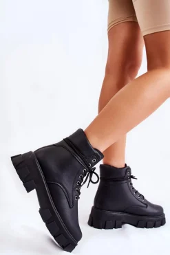 New Damskie Botki Trapery Ocieplane Czarne Flavin Damskie Botki Ocieplane|Damskie Trapery