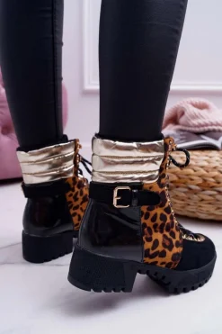 Boto Damskie Botki Trapery Płaski Obcas W Panterkę Move On