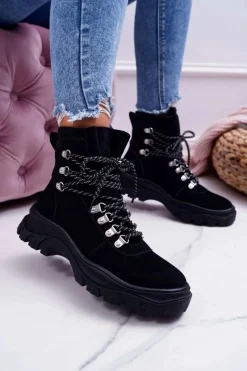 Clearance Buty Sergio Leone Damskie Botki Trapery Sergio Leone Czarne TR729