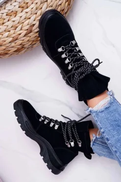 Clearance Buty Sergio Leone Damskie Botki Trapery Sergio Leone Czarne TR729