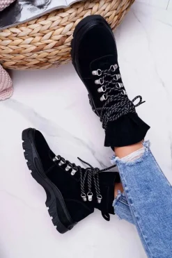 Clearance Buty Sergio Leone Damskie Botki Trapery Sergio Leone Czarne TR729