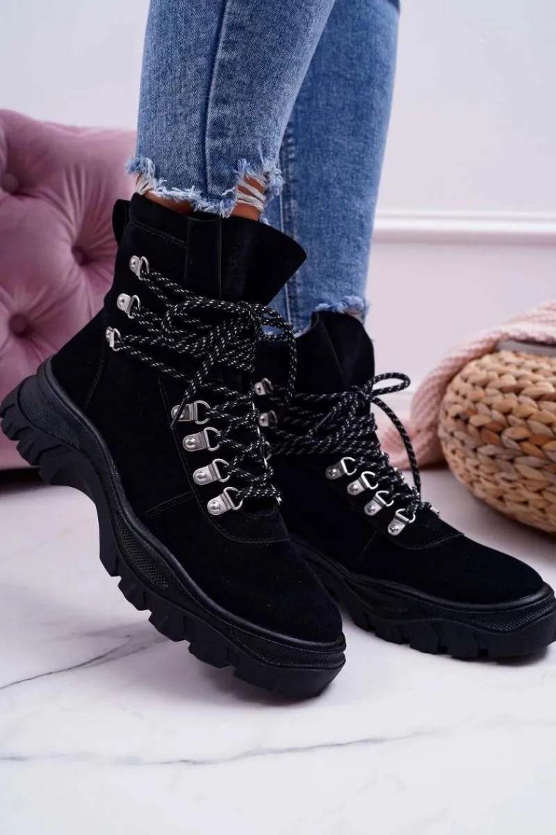 Clearance Buty Sergio Leone Damskie Botki Trapery Sergio Leone Czarne TR729