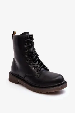 Damskie Trapery|Botki Sznurowane>Boto Damskie Botki Trapery Z Suwakiem Czarne Mibrasa