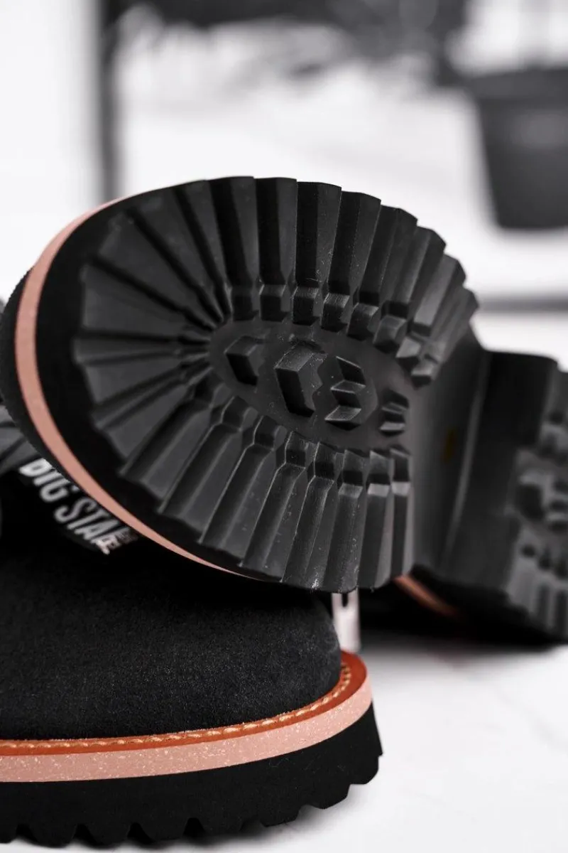 Hot Big Star Shoes Damskie Botki Trapery Zamszowe Big Star Szare GG274903