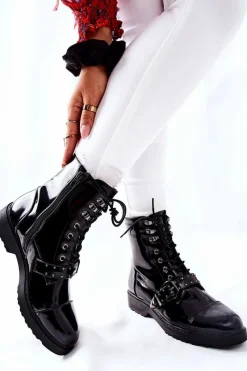 Botki Sznurowane|Czarne Botki></noscript>Cross Jeans Damskie Botki Trzewiki Czarne GG2R4022