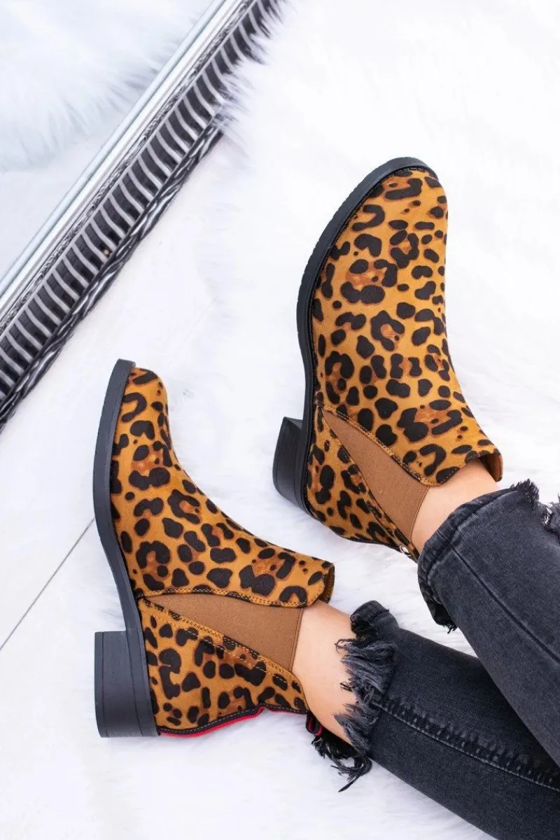 Hot Boto Damskie Botki w Panterkę Sztyblety Midas