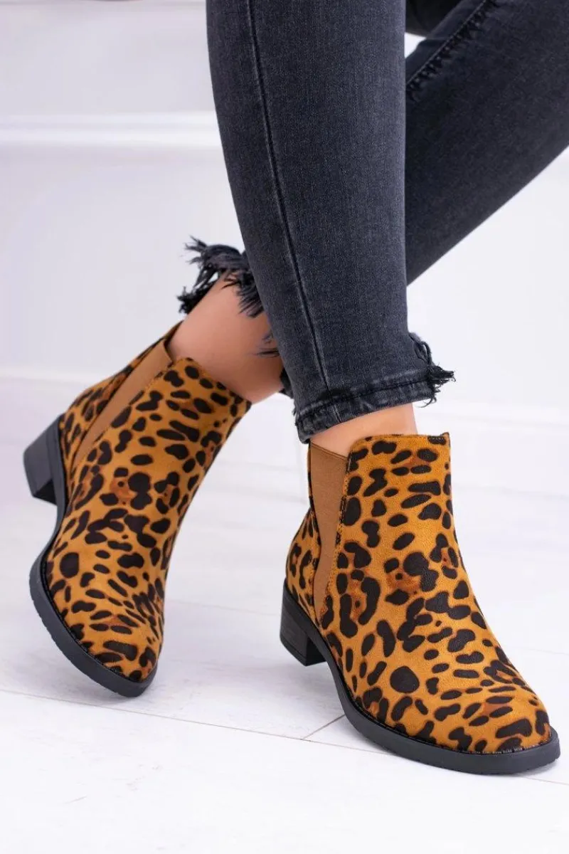Hot Boto Damskie Botki w Panterkę Sztyblety Midas