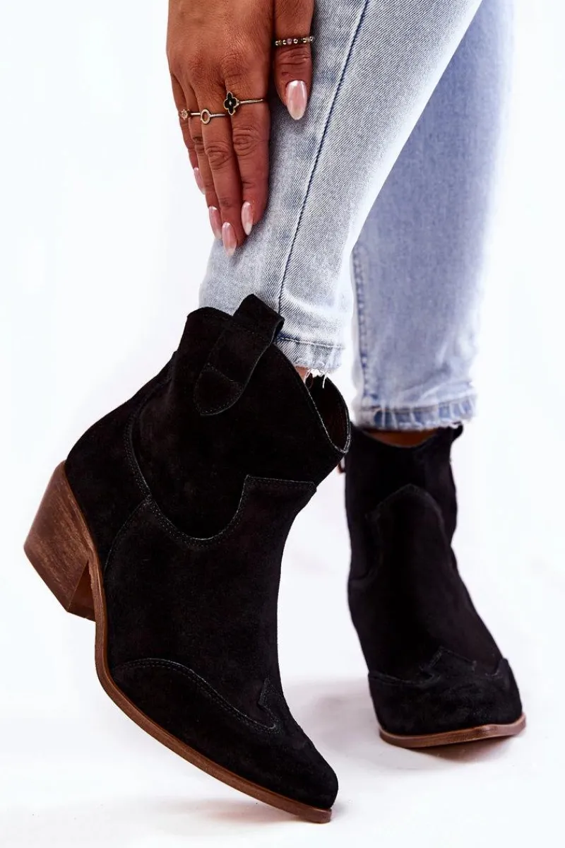 Sale Boto Damskie Botki W Szpic Lewski Shoes 3236 Czarne