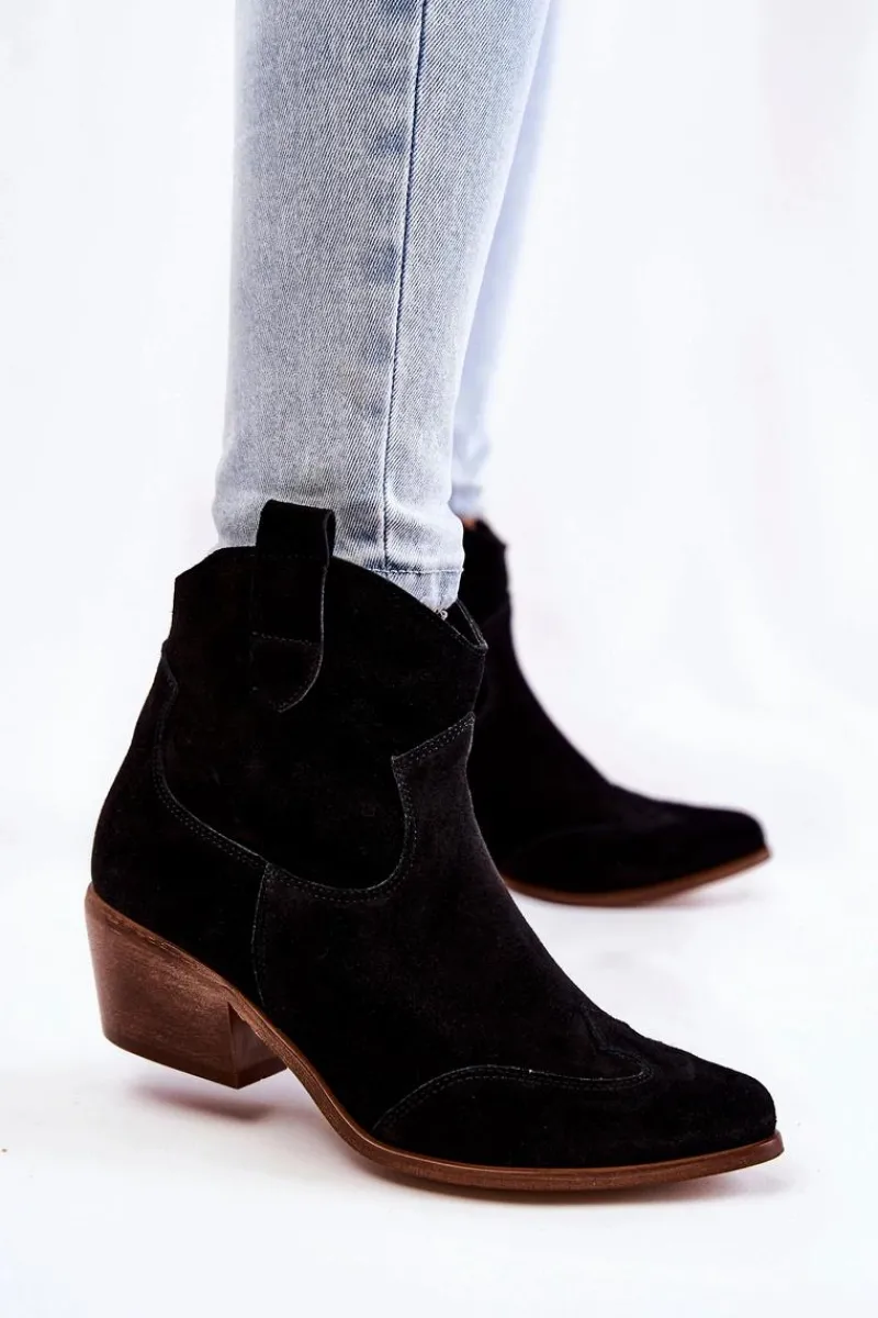 Sale Boto Damskie Botki W Szpic Lewski Shoes 3236 Czarne