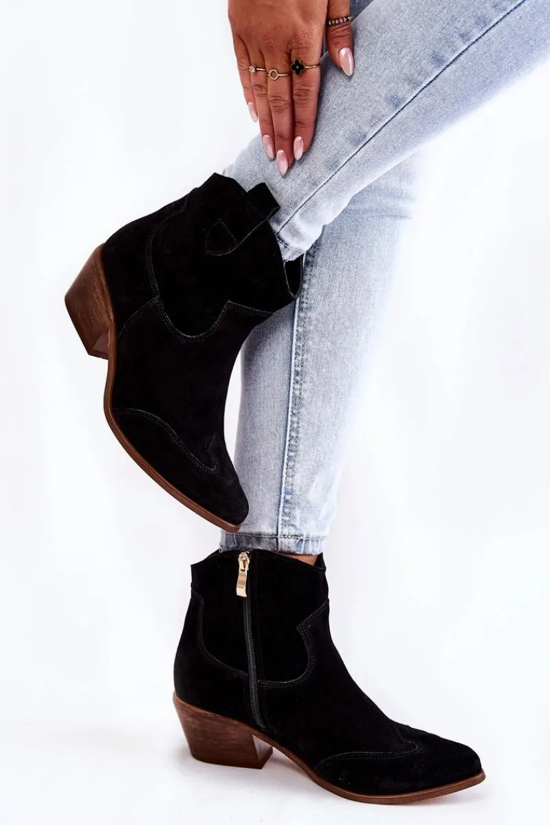 Sale Boto Damskie Botki W Szpic Lewski Shoes 3236 Czarne