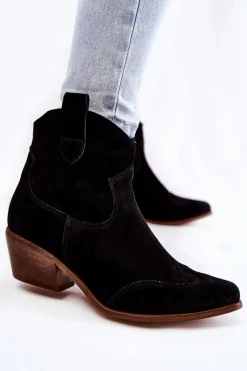 Sale Boto Damskie Botki W Szpic Lewski Shoes 3236 Czarne