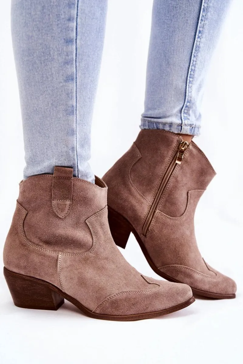 Outlet Damskie Botki W Szpic Lewski Shoes 3236 Cappucino Damskie Botki Wiosenne|Brązowe I Beżowe Botki