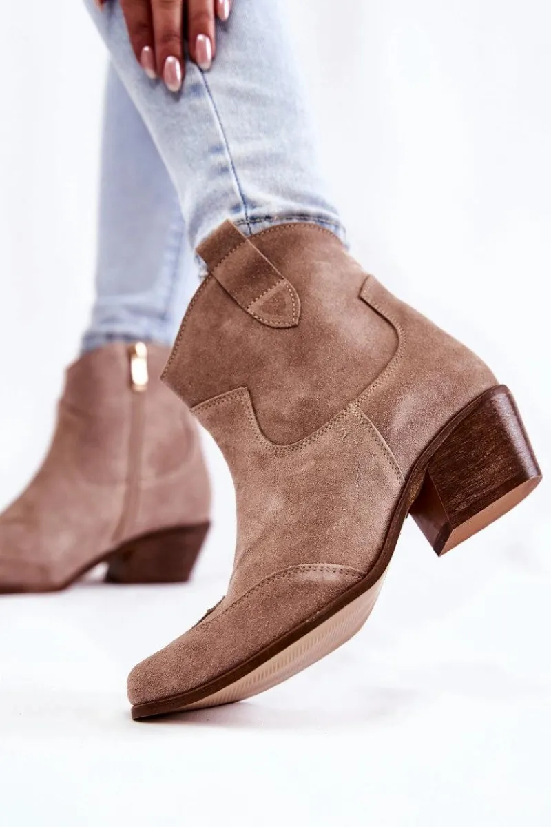 Outlet Damskie Botki W Szpic Lewski Shoes 3236 Cappucino Damskie Botki Wiosenne|Brązowe I Beżowe Botki