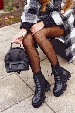 Boto Damskie Botki Workery Czarne Megan